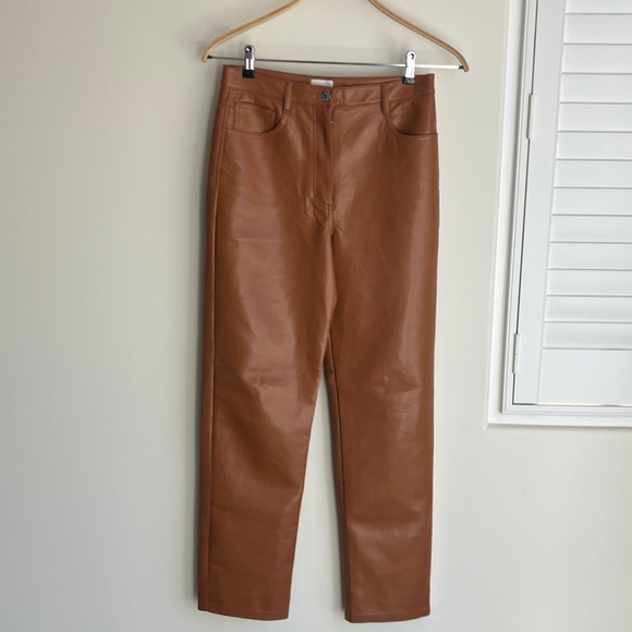 Wilfred Pants - Aritzia Wilfred Tan Vegan Leather Pants, Women’s Size 8 NWOT